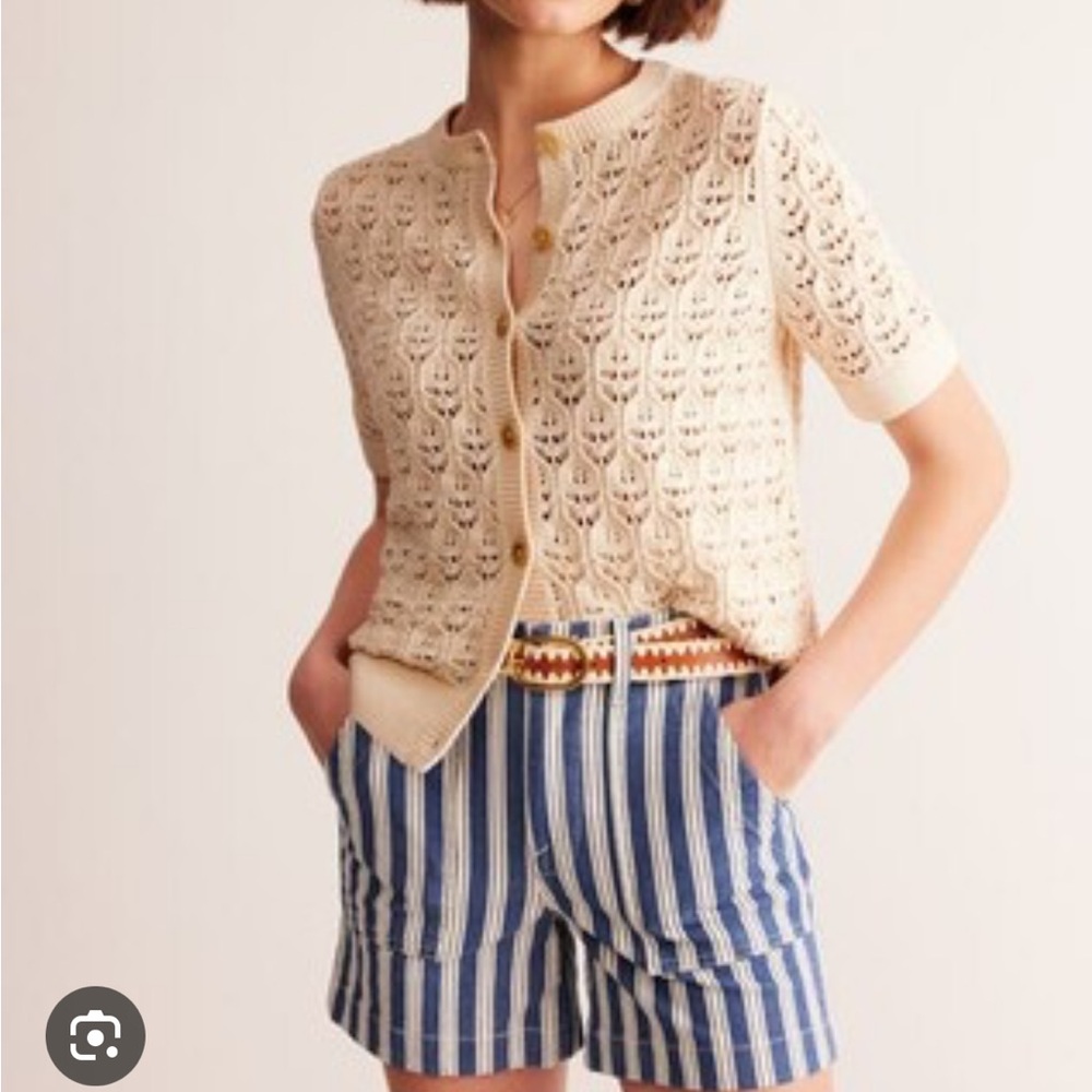 Boden Short Sleeve Crochet Cardigan SZ M
